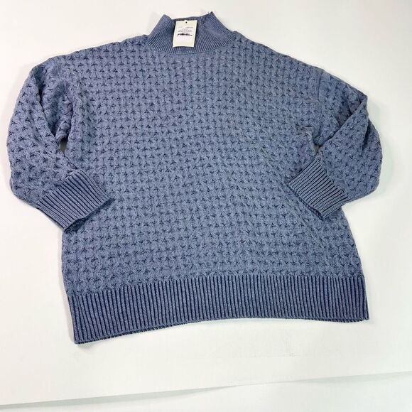 Knox Rose Pullover Sweater Womens Blue 1X Mock Turtleneck Ribbed Trim NWT - Picture 1 of 8